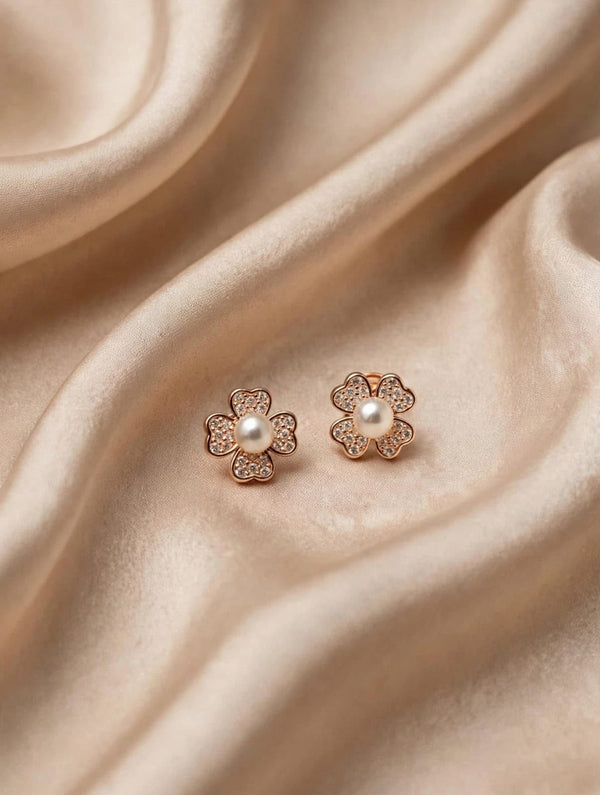 Pearl Flower Stud Earrings