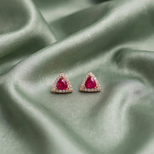 Ruby Triangle Stud Earrings